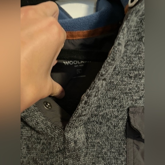 Men’s Woolrich Gray Fleece 1/4 Snap Large - Picture 3 of 4